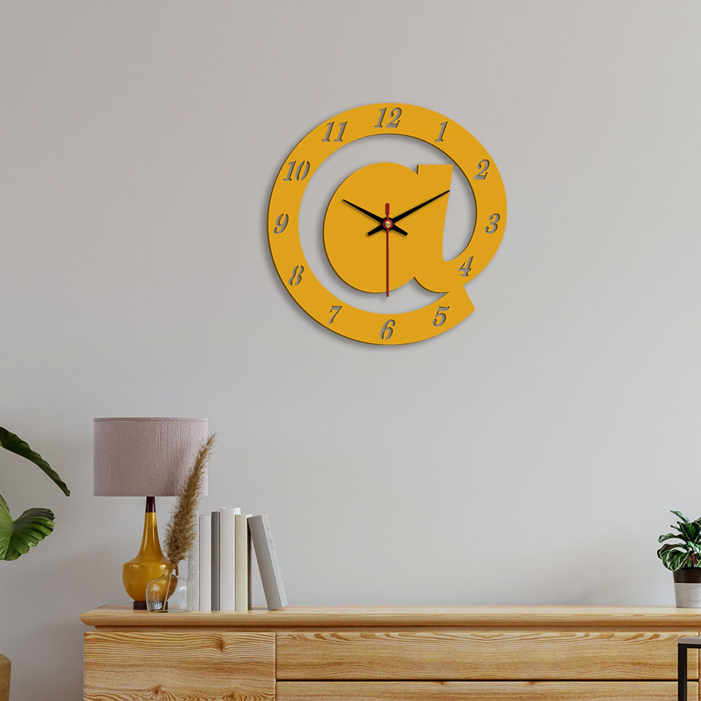 AT Symbol Design Wooden Wall Clock