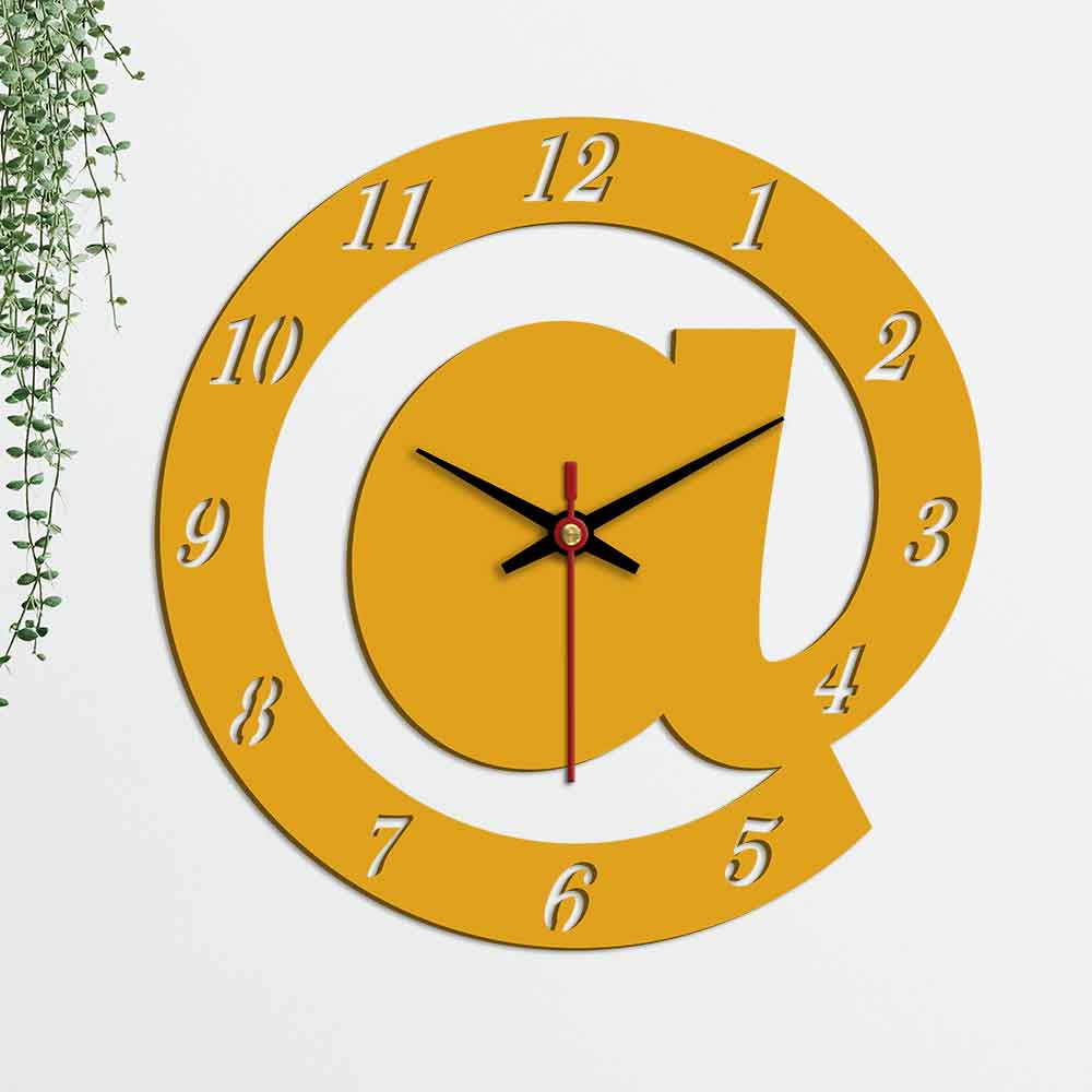 AT Symbol Design Wooden Wall Clock