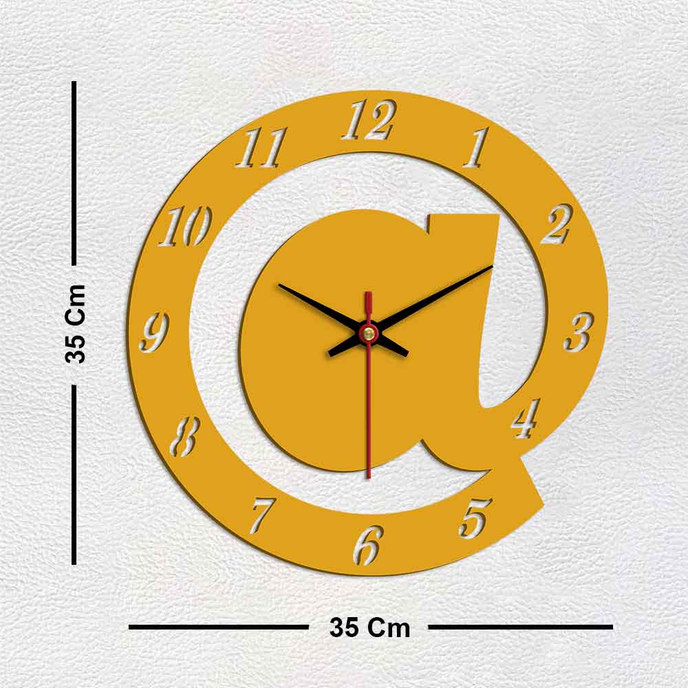 AT Symbol Design Wooden Wall Clock