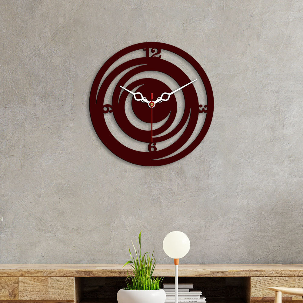 Circle Loops Shape Design Wooden Wall Clock