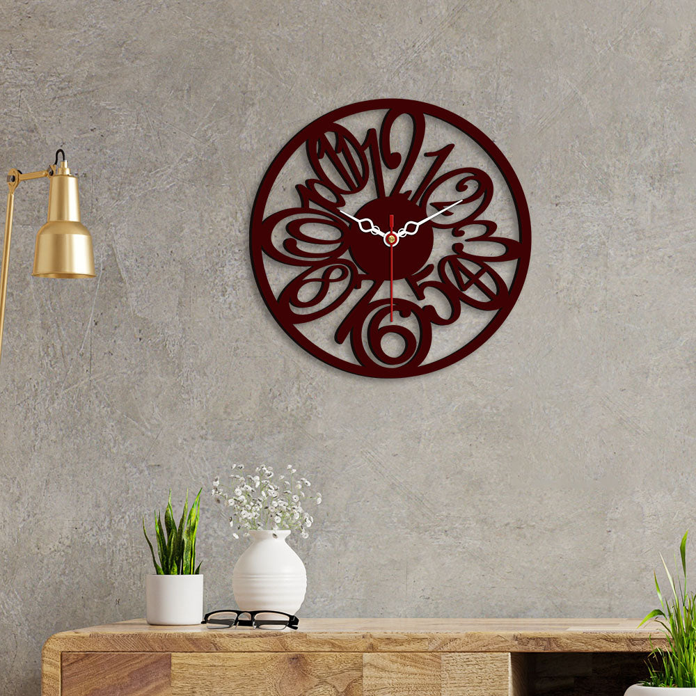 Circular Numbers Design Wooden Wall Clock