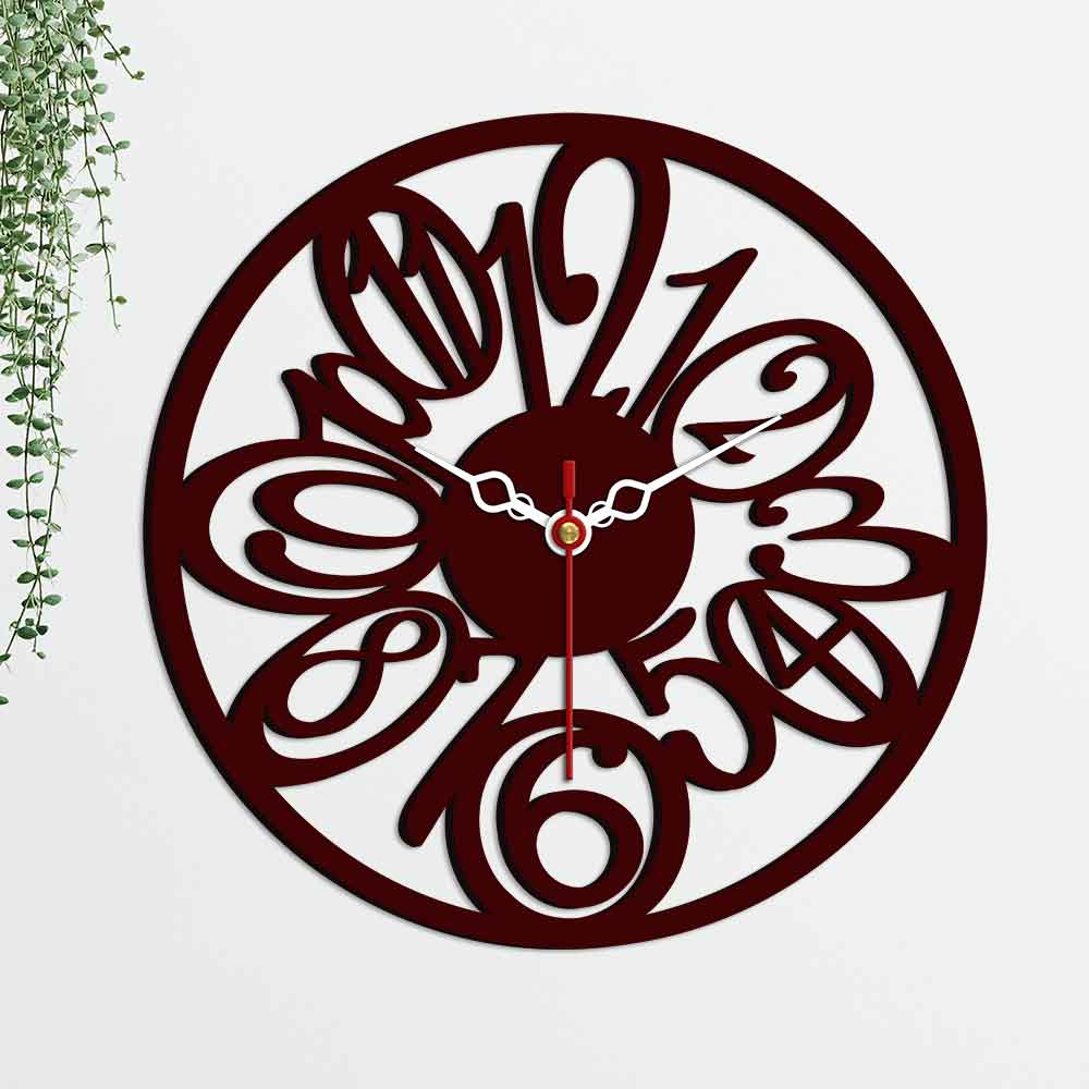 Circular Numbers Design Wooden Wall Clock