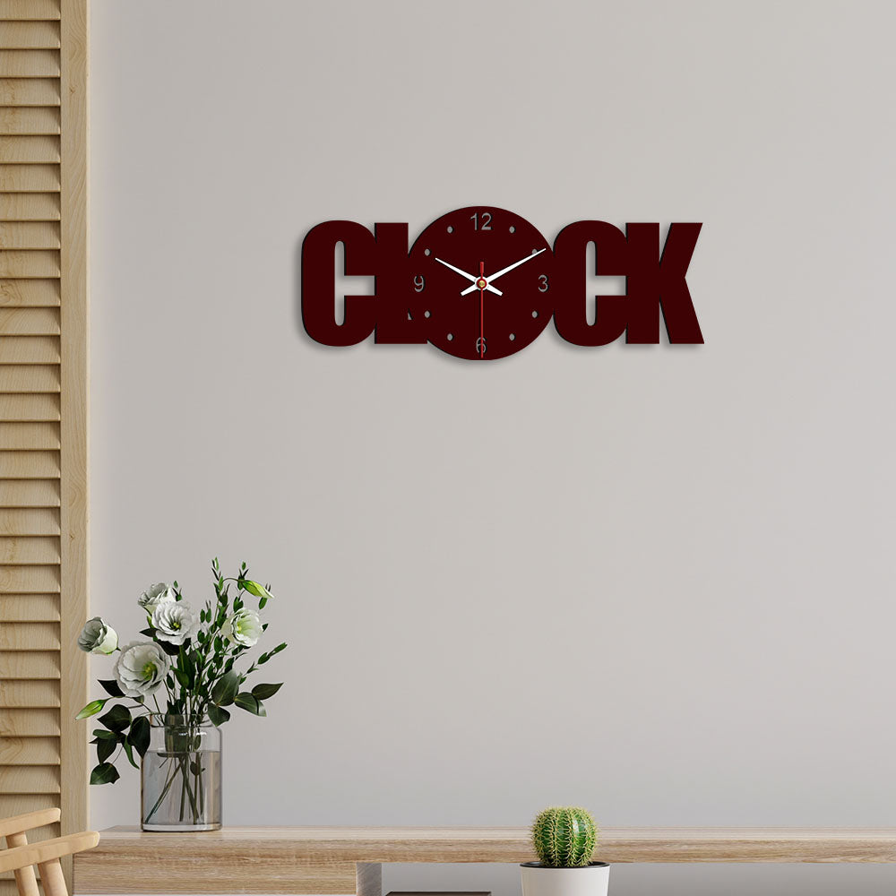 Clock Text Shape Designer Wooden Wall Clock