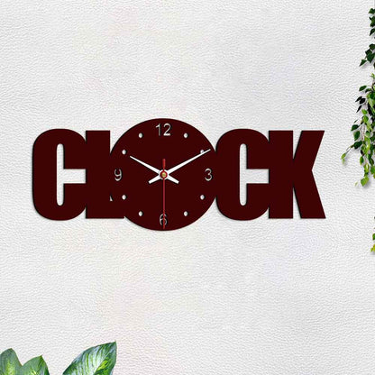 Clock Text Shape Designer Wooden Wall Clock