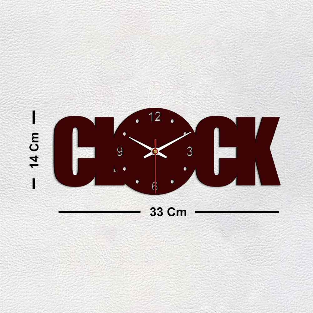 Clock Text Shape Designer Wooden Wall Clock