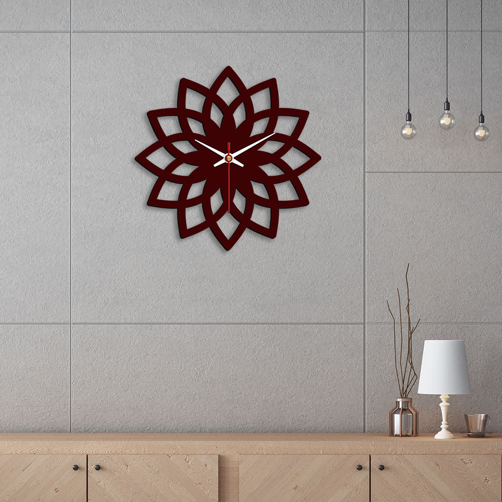 Floral Shape Design Wooden Wall Clock