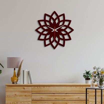 Floral Shape Design Wooden Wall Clock