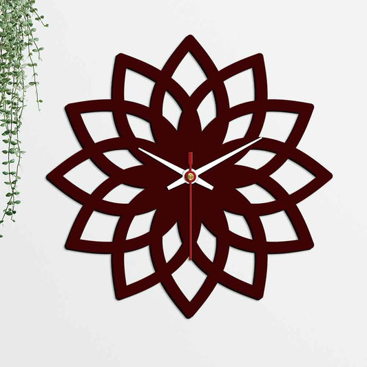 Floral Shape Design Wooden Wall Clock