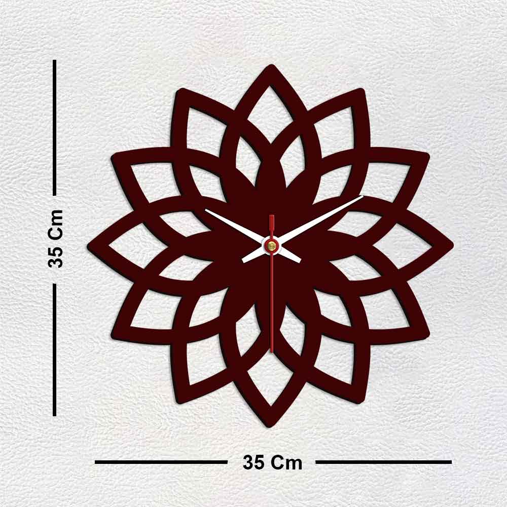 Floral Shape Design Wooden Wall Clock