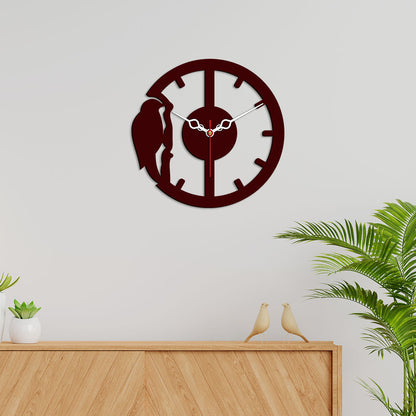 Woodpecker Design Wooden Wall Clock