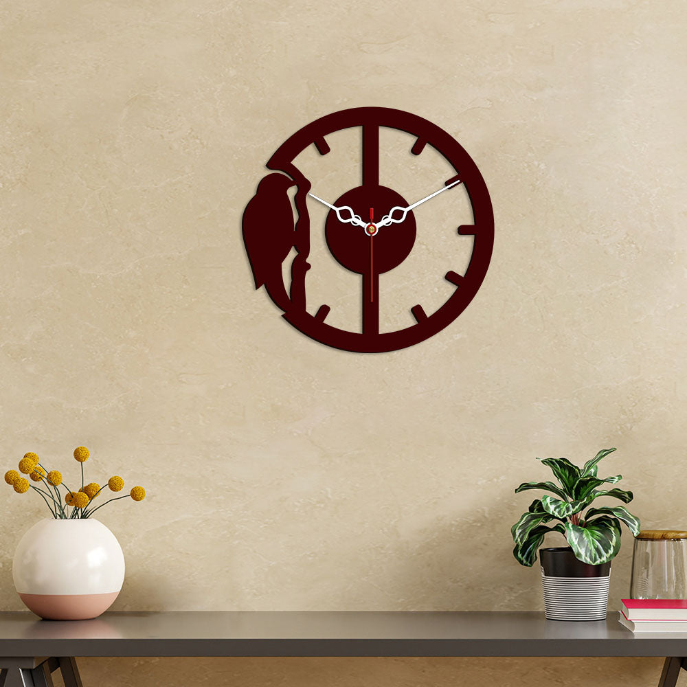 Woodpecker Design Wooden Wall Clock