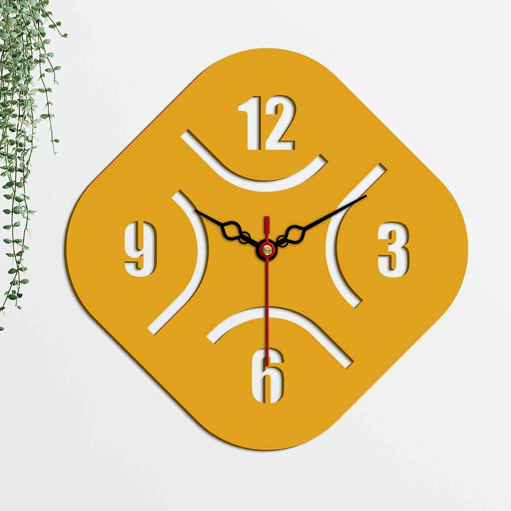 Rhombus Shape Design Wooden Wall Clock