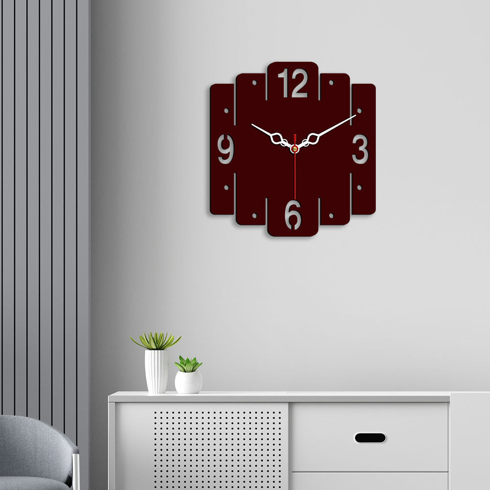 Trapezium Shape Design Wooden Wall Clock