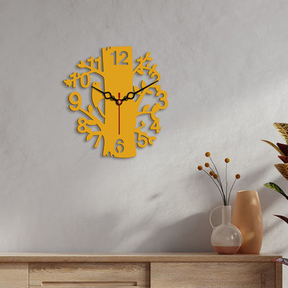 Tree Shape Design Wooden Wall Clock