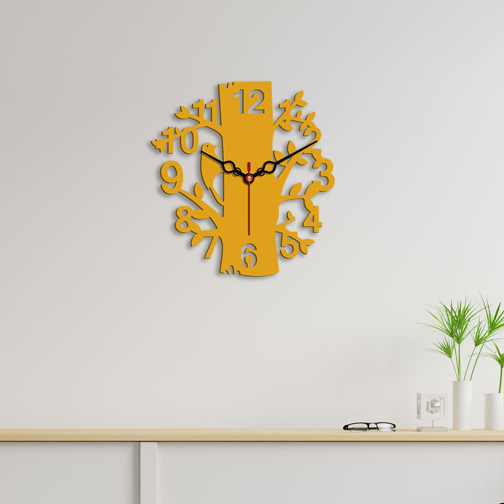 Tree Shape Design Wooden Wall Clock