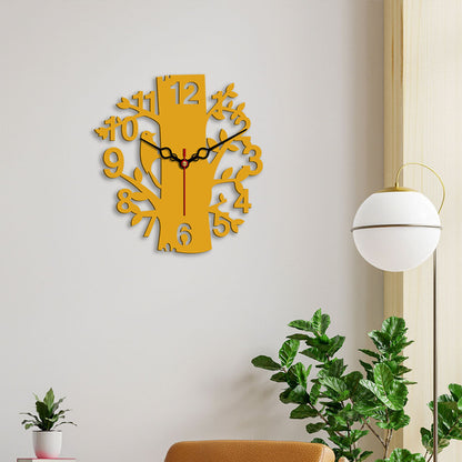 Tree Shape Design Wooden Wall Clock