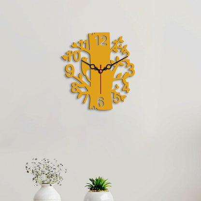 Tree Shape Design Wooden Wall Clock