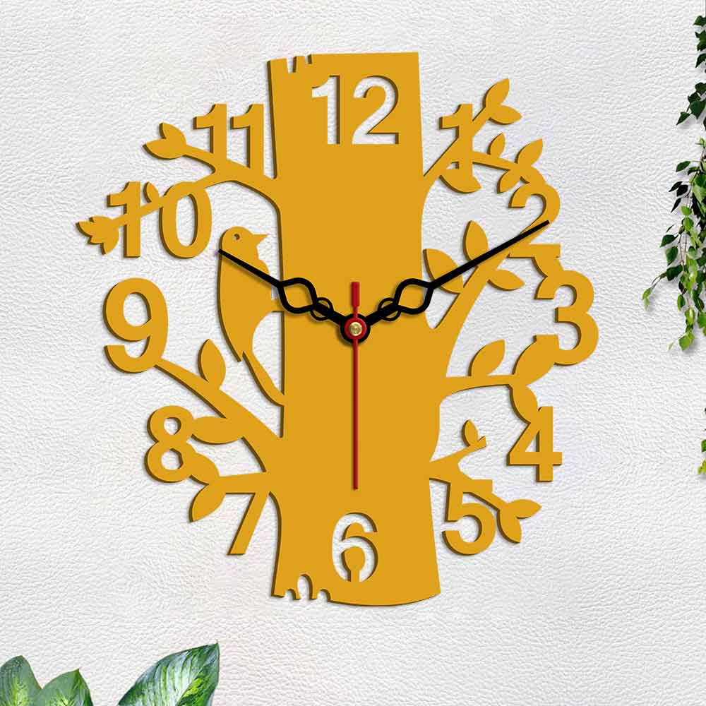 Tree Shape Design Wooden Wall Clock