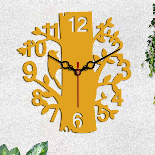 Tree Shape Design Wooden Wall Clock