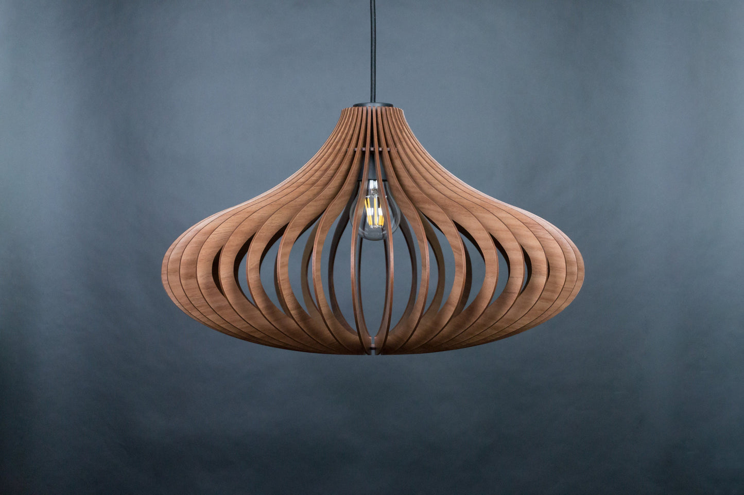 Ceiling lamp with natural wood finish