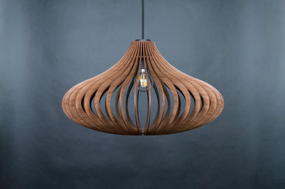 Ceiling lamp with natural wood finish