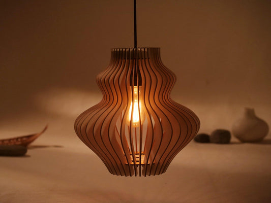 Wooden pendant chandelier lamp