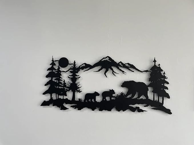 Wooden mountain landscape art