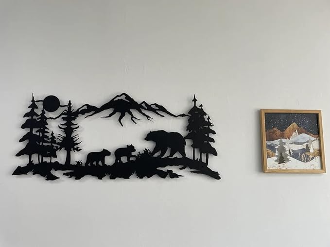 Mountain scene wood decoration