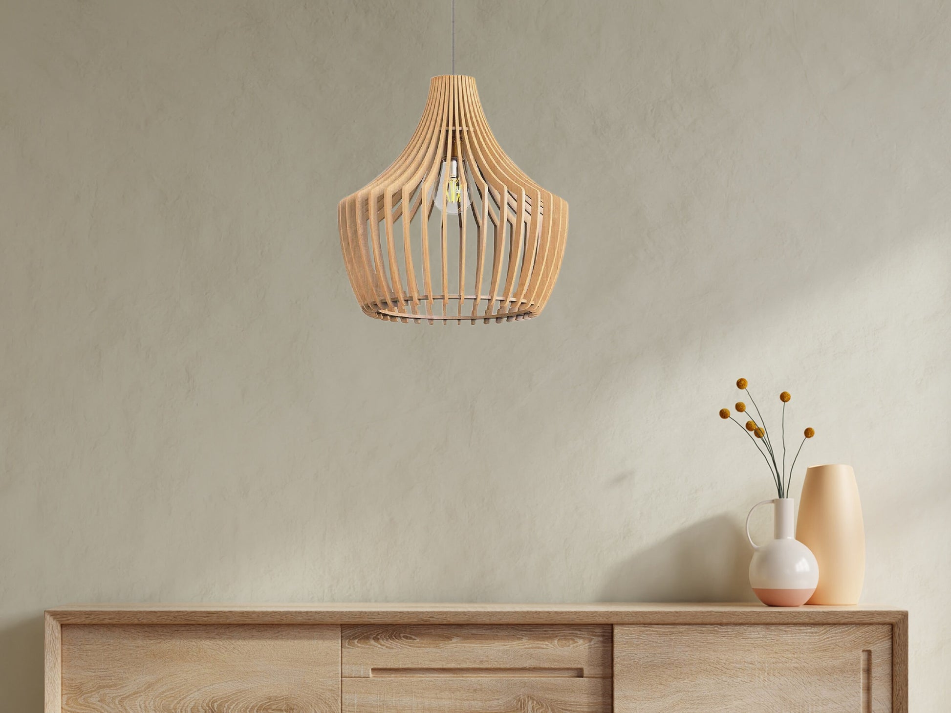 Wooden hanging lamp Pendant lampshade Stylish pendant light Contemporary pendant lamp