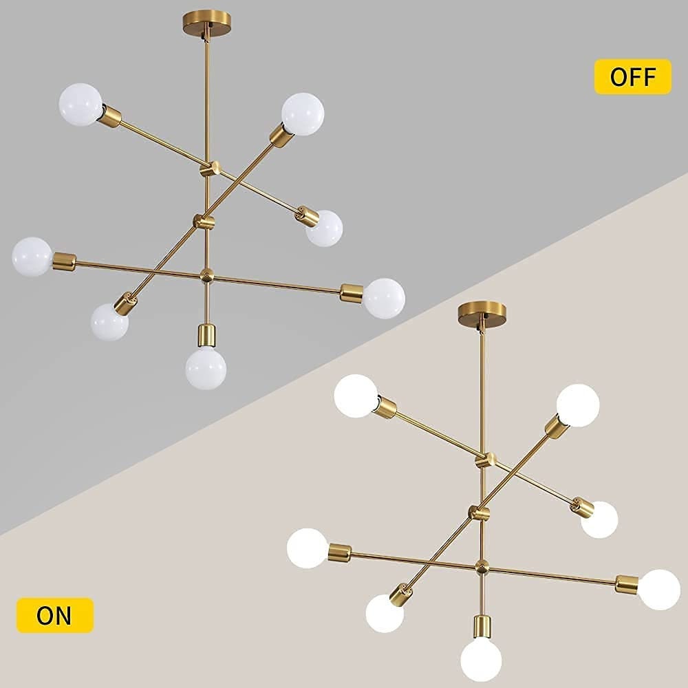 7 Light Mid Century Gold Sputnik Handmade Chandelier