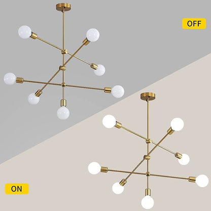 7 Light Mid Century Gold Sputnik Handmade Chandelier