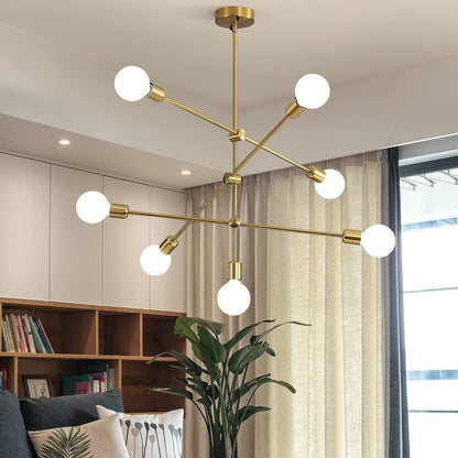 7 Light Mid Century Gold Sputnik Handmade Chandelier