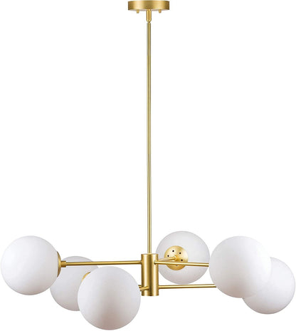 6 Glass Gold Sputnik Brass Handmade Chandelier