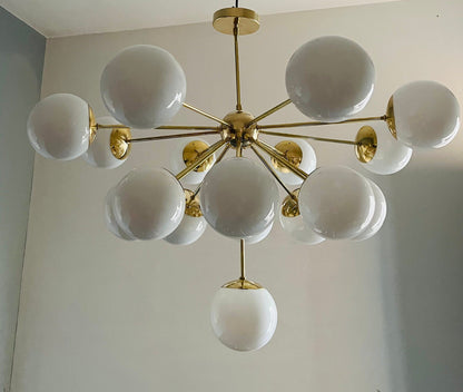 17 Arms Handmade Polished Brass Chandelier