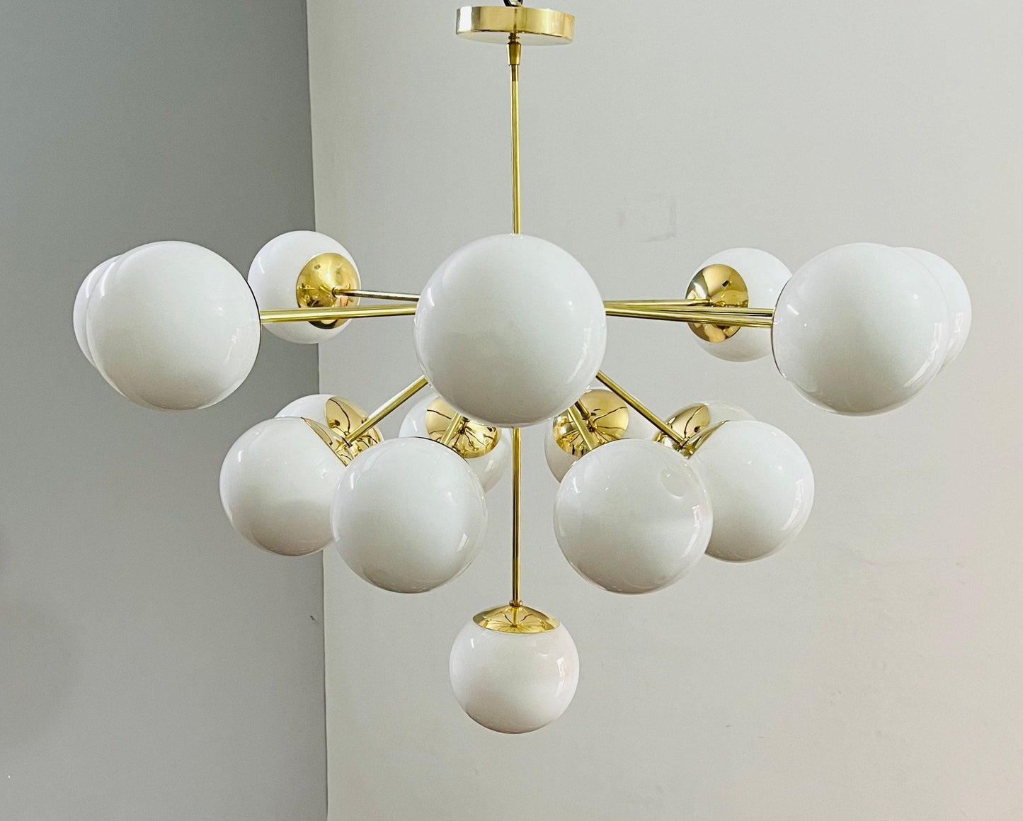 17 Arms Handmade Polished Brass Chandelier