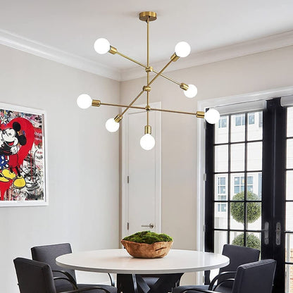 7 Light Mid Century Gold Sputnik Handmade Chandelier