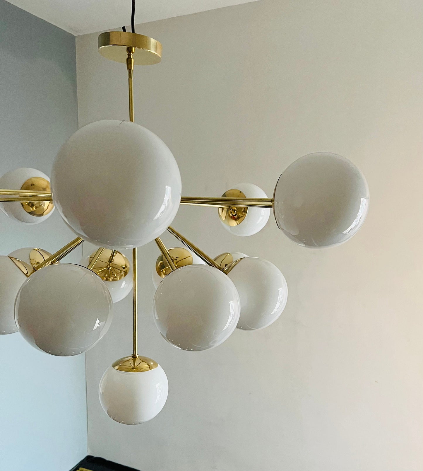 17 Arms Handmade Polished Brass Chandelier