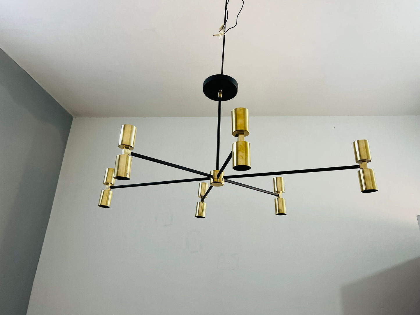 6 Arm 12 Light Brass Hand Crafted Chandelier