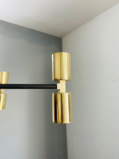 6 Arm 12 Light Brass Hand Crafted Chandelier