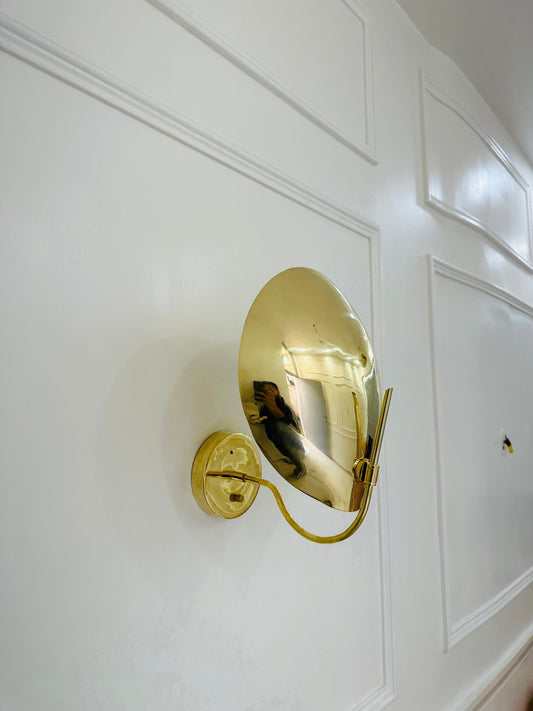 1 Light Curved Brass Shade Handmade Wall Scone